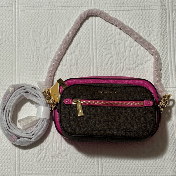 MICHAEL KORS SIGNATURE JET SET 2IN 1 POUCH CROSSBODY SHOULDER BAG - Picture 5 of 9